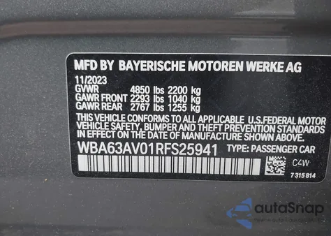 2024 BMW 430I Gran Coupe z USA, uszkodzony, nr VIN WBA63AV01RFS25941